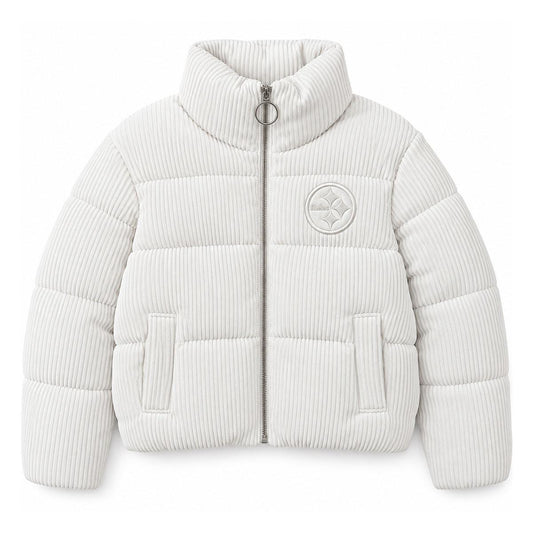 Women's Pittsburgh Steelers Starter White Double Score Bubble Jacket