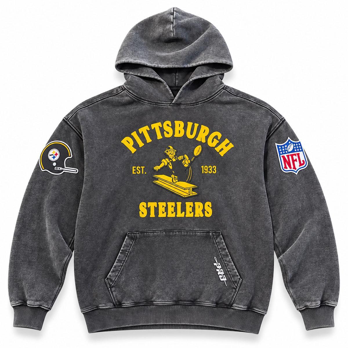 Pittsburgh Steelers Pro Standard Retro Washed Drop Shoulder Hoodie