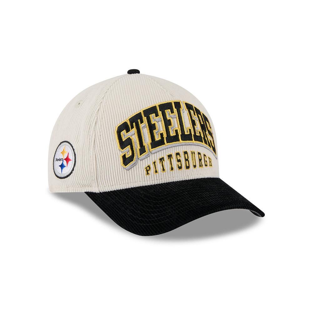 Pittsburgh Steelers New Era Cream/Black Two-Tone Sided Corduroy 9FORTY A-Frame Adjustable Hat