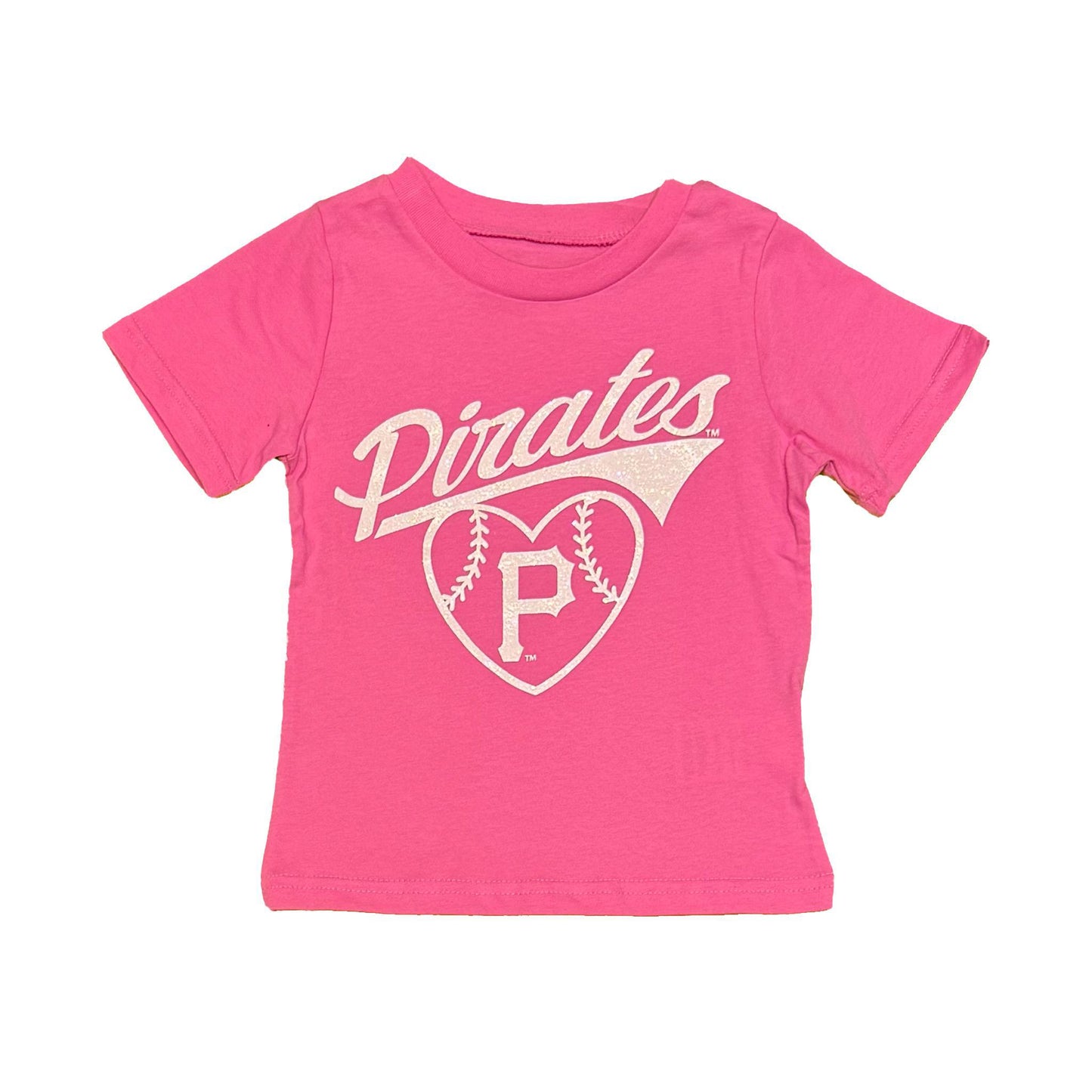 Pittsburgh Pirates Child Pink Glitter Heart Tee