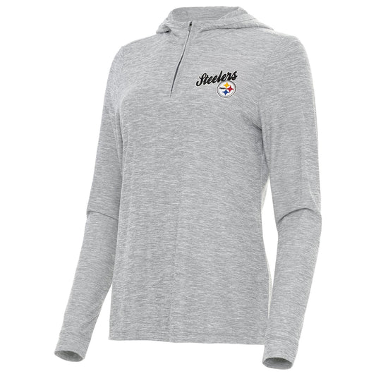 Women's Antigua Pittsburgh Steelers Daybreak Quarter-Zip Hoodie