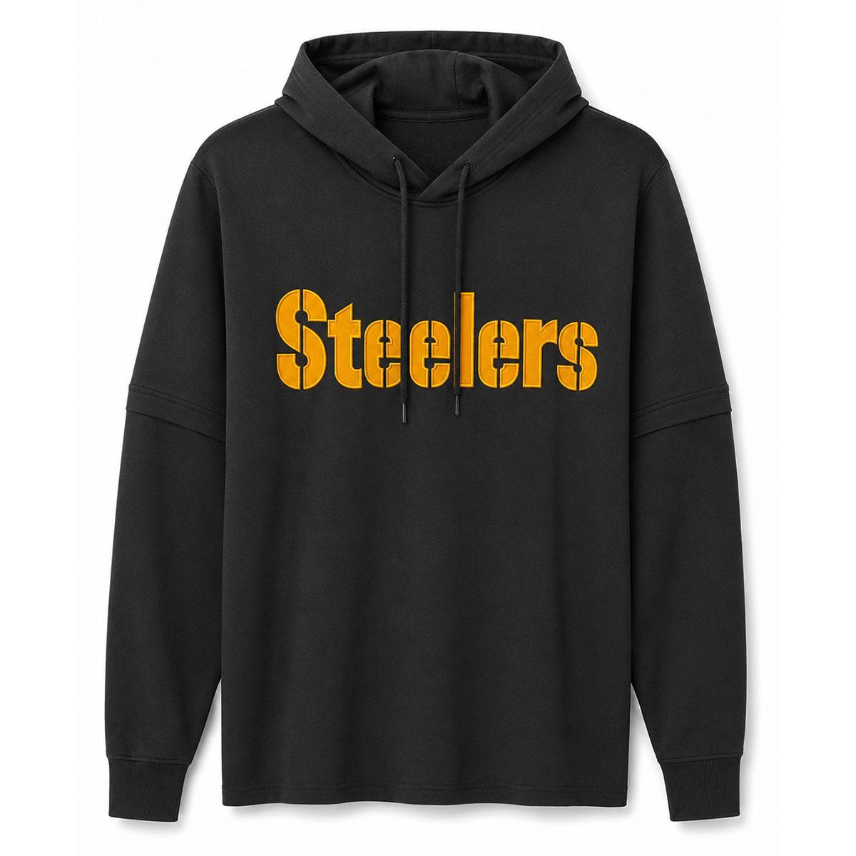 Pittsburgh Steelers New Era 2fer Pullover Hoodie Shirt