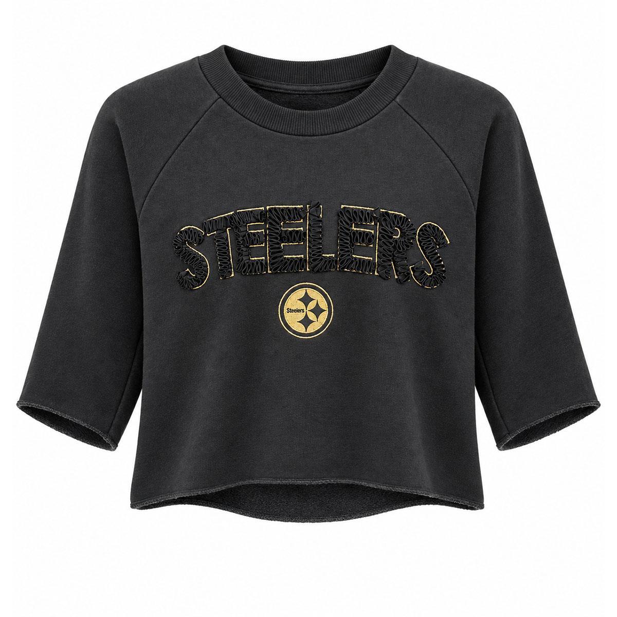 Pittsburgh Steelers Women's Ruffle Logo Cropped Sweatshirt