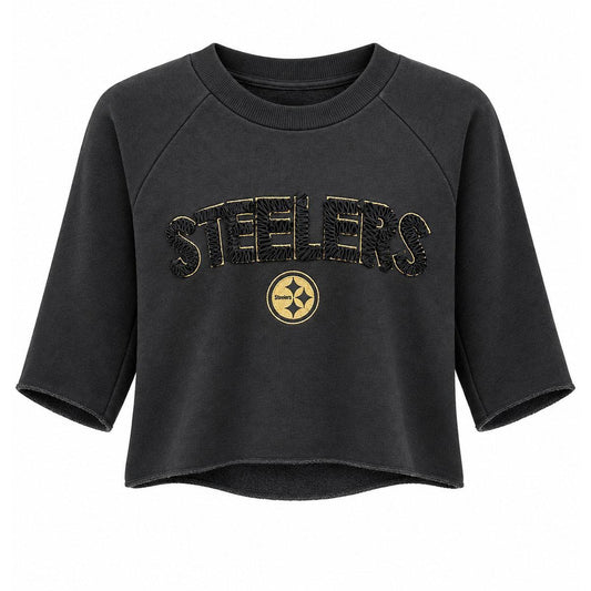 Pittsburgh Steelers Women's Ruffle Logo Cropped Sweatshirt