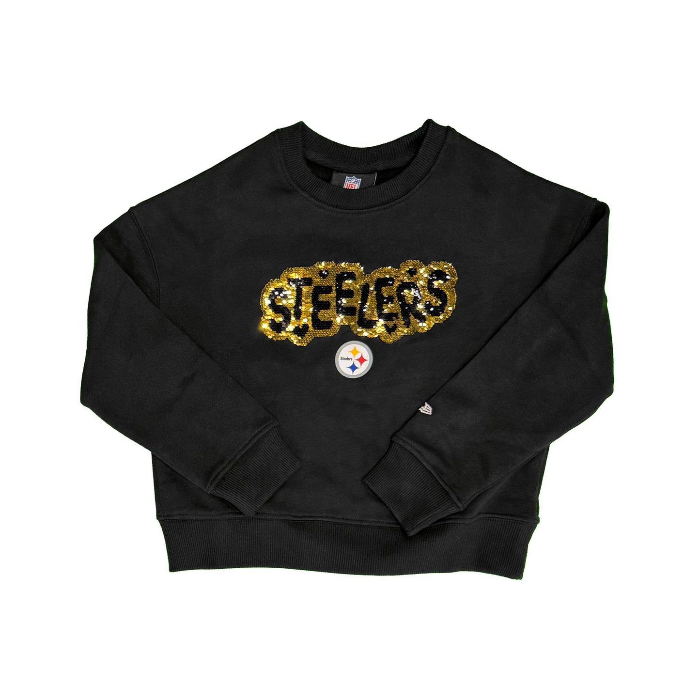 Girl's Pittsburgh Steelers Black Flip Sequin Sweatshirt
