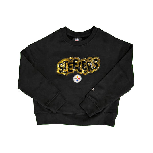 Girl's Pittsburgh Steelers Black Flip Sequin Sweatshirt