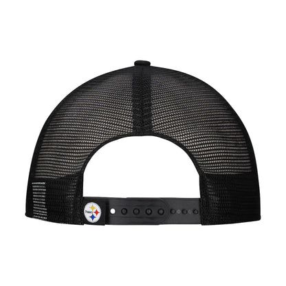 Men's Pittsburgh Steelers New Era White/Black Distressed 9FIFTY A-Frame Snapback Hat