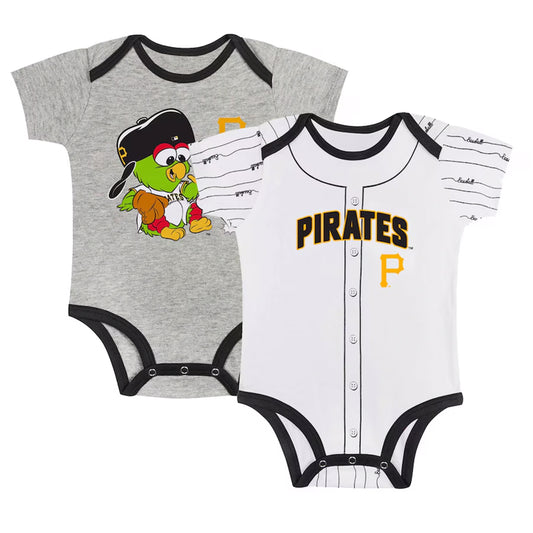 Newborn & Infant Pittsburgh Pirates Gray/White Two-Pack Play Ball Bodysuit Set