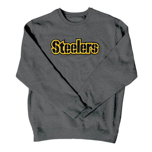 Antigua Steelers Wordmark Shadow Crew Neck