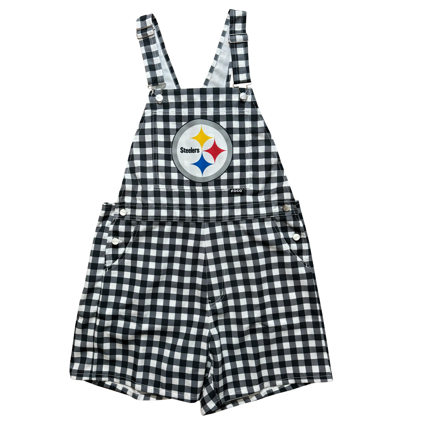 Pittsburgh Steelers Women's Gingham Check Bib Shortalls