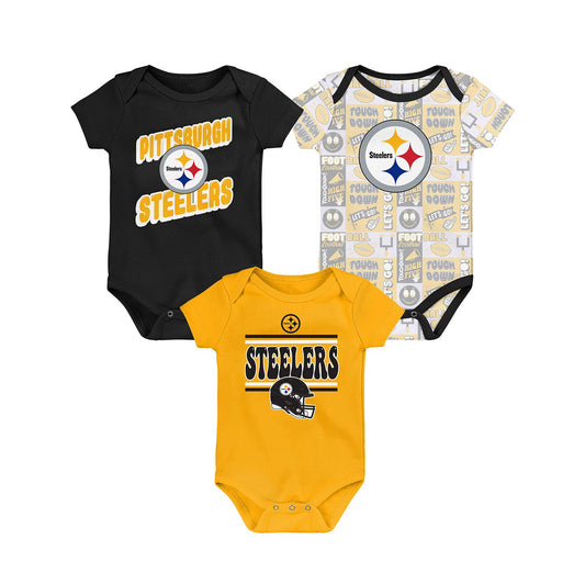 Pittsburgh Steelers Newborn Sunday Comics 3-Pack Creeper Set