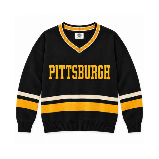 PITTSBURGH Knit Pullover V-Neck Sweater