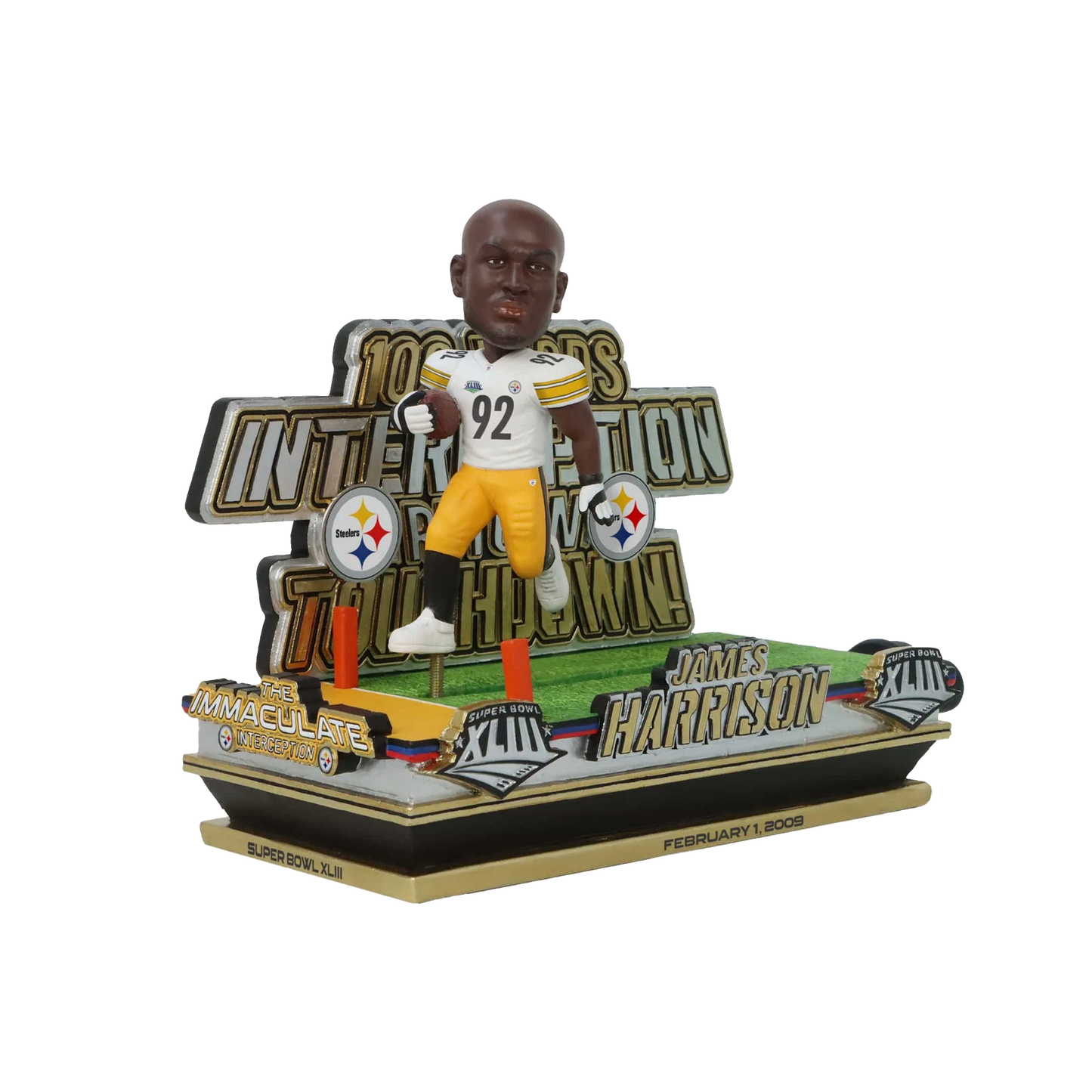 LIMITED EDITION James Harrison Pittsburgh Steelers Super Bowl XLIII Interception Return Touchdown Slider Bobblehead