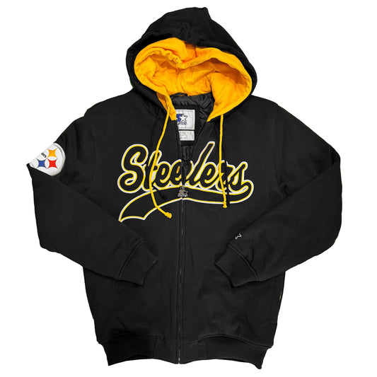 Pittsburgh Steelers Script Double Hood Zip-Up Coat
