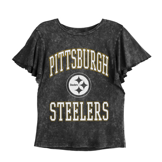 Pittsburgh Steelers Womens Ruffle Sleeve Shirt
