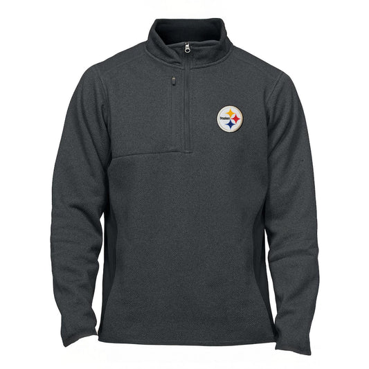 Pittsburgh Steelers Antigua Heathered Charcoal Course Quarter-Zip Pullover Top