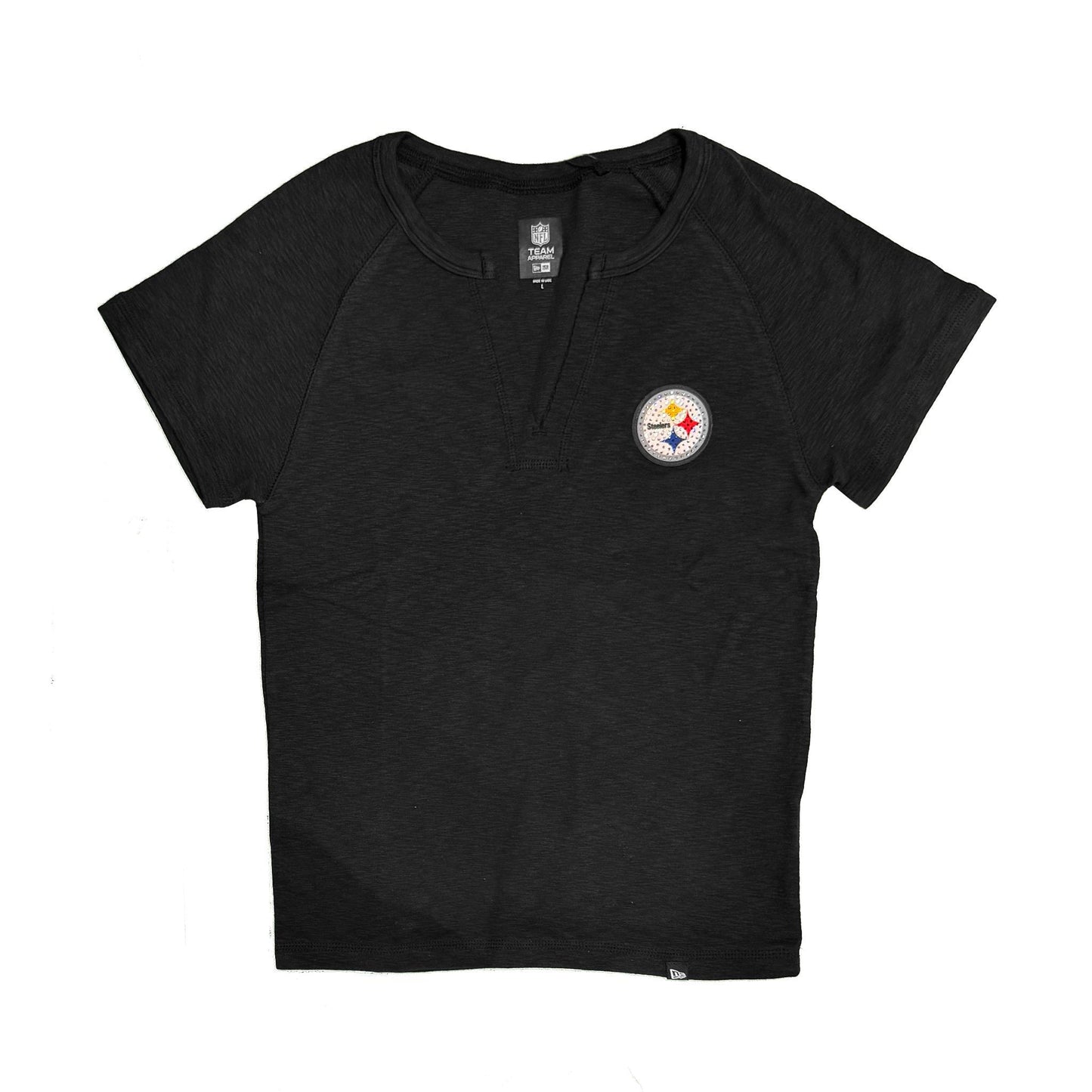 Pittsburgh Steelers New Era Women's Rhinestone Logo Baby Tee
