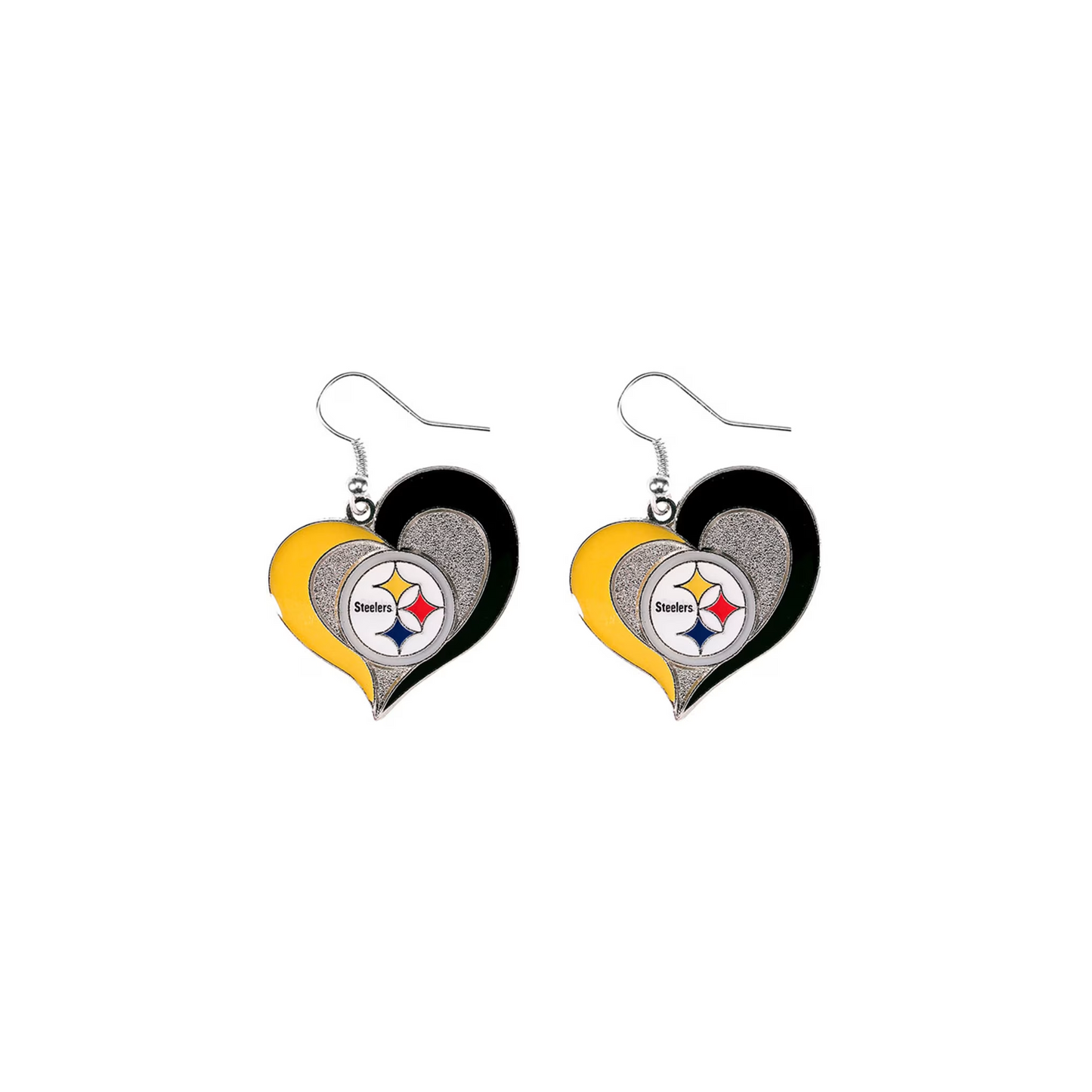 Pittsburgh Steelers Swirl Heart Womens Earrings