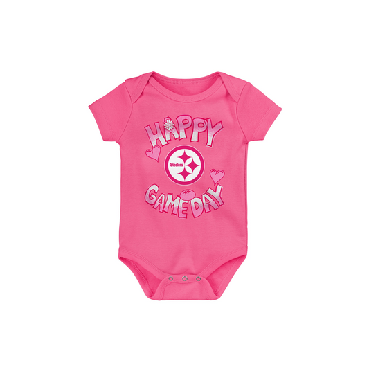 Newborn Pink Pittsburgh Steelers Happy Gameday Bodysuit