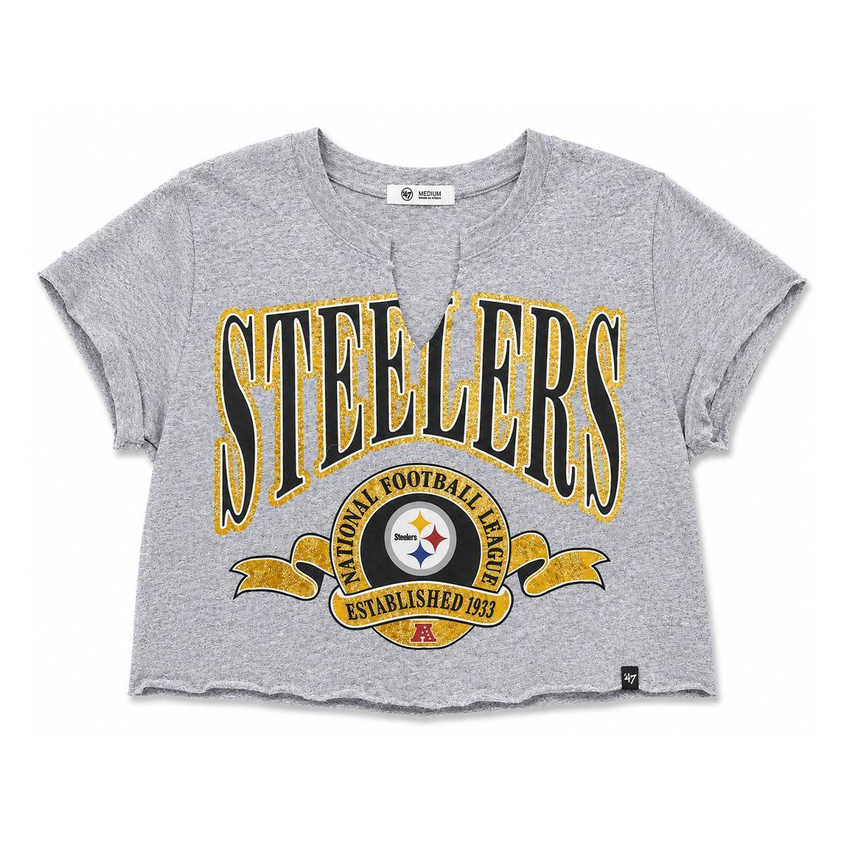Pittsburgh Steelers Glitter Quartz Cropped V-Cut Top