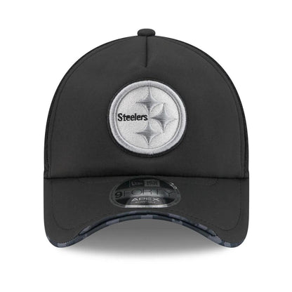Pittsburgh Steelers New Era Black 2026 Salute To Service Apex 9FORTY Adjustable Trucker Hat