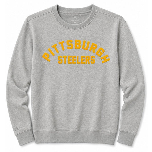 Pittsburgh Steelers Antigua Victory Heather Grey Crew Neck Sweatshirt