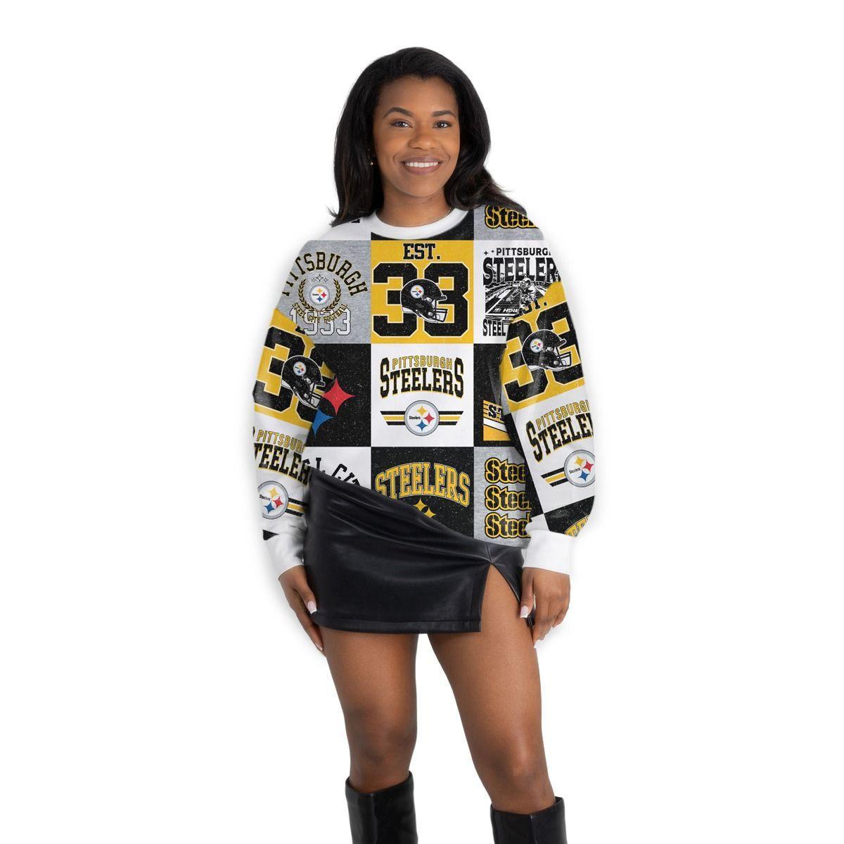 Pittsburgh Steelers Women's Gameday Couture Highlight Reel Crew Sweatshirt