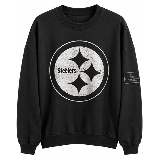 Pittsburgh Steelers Women's Distressed Logo Oversized Sweatshirt