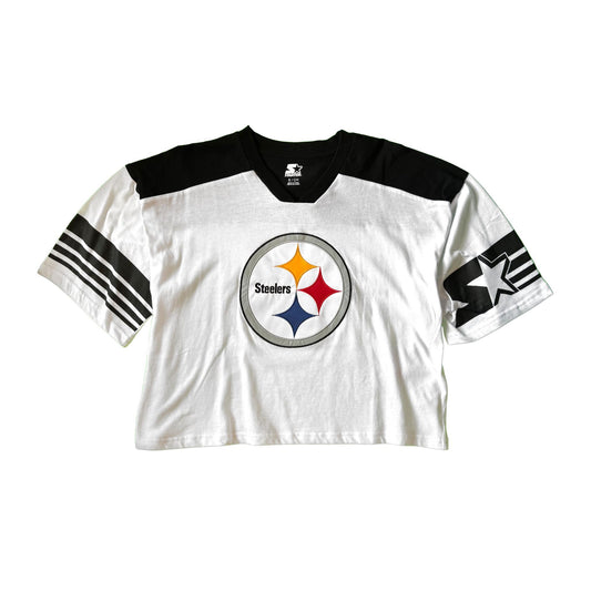 Pittsburgh Steelers Women's Logo White / Black Crop Top