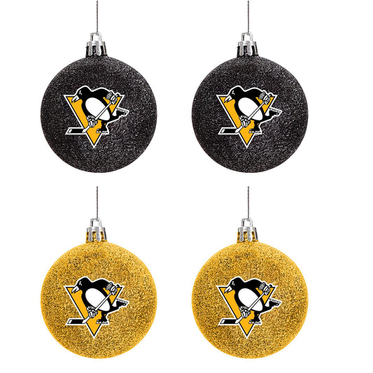 Pittsburgh Penguins Glitter Ball Ornament 4-Pack
