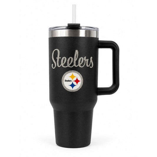 Pittsburgh Steelers Bling Script 40 oz Stainless Steel Tumbler