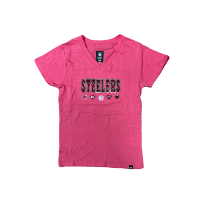 New Era Girls' Pittsburgh Steelers Sequins Flip Pink T-Shirt