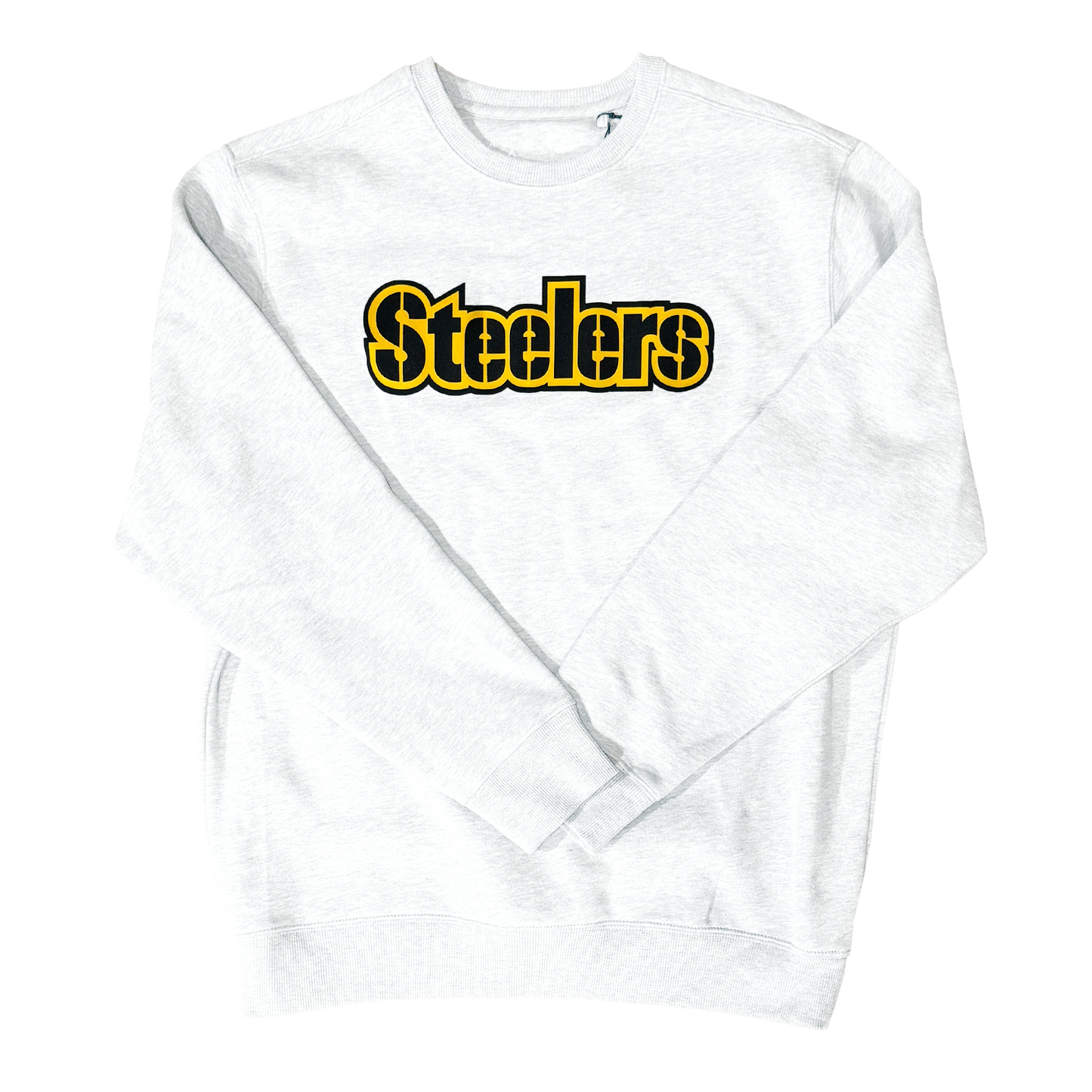 Antigua Pittsburgh Steelers Wordmark White Crewneck