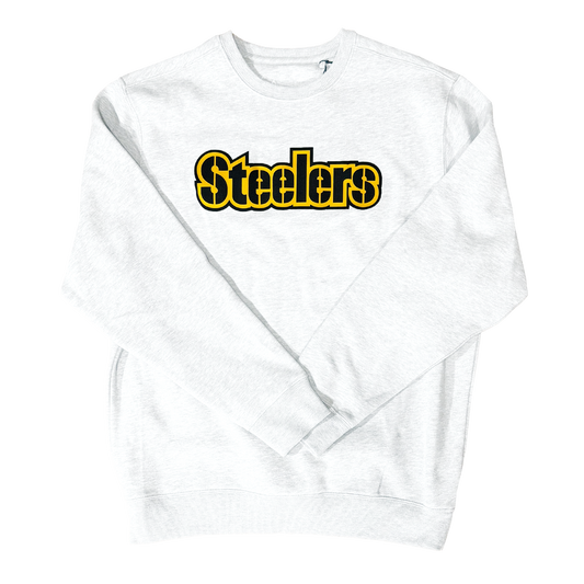 Antigua Pittsburgh Steelers Wordmark White Crewneck