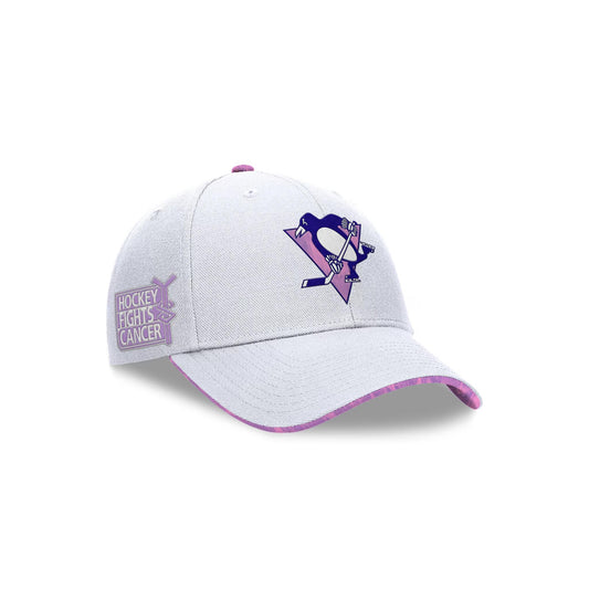 Pittsburgh Penguins Fanatics White Authentic Pro Hockey Fights Cancer Adjustable Hat