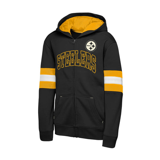 Pittsburgh Steelers Youth Black First 90 Minutes Long Sleeve Full Zip Jacket