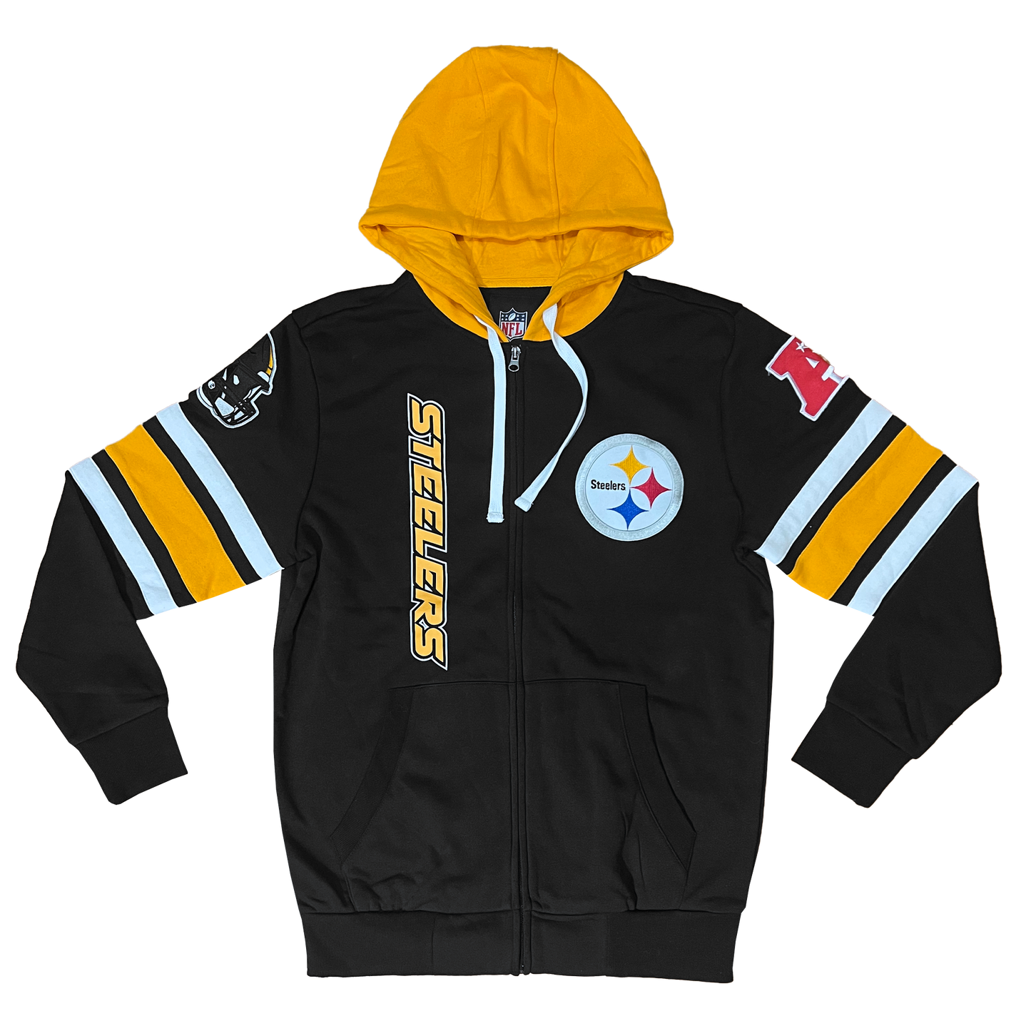 Pittsburgh Steelers Striped Sleeve Full-Zip Hoodie