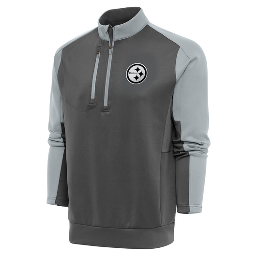 Pittsburgh Steelers Antigua Charcoal/Silver Tonal Logo Team Quarter-Zip Pullover Top