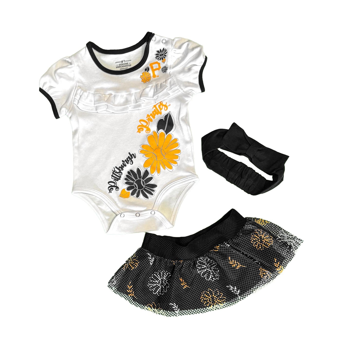 Pittsburgh Pirates Infant 3-Piece Floral Creeper Set