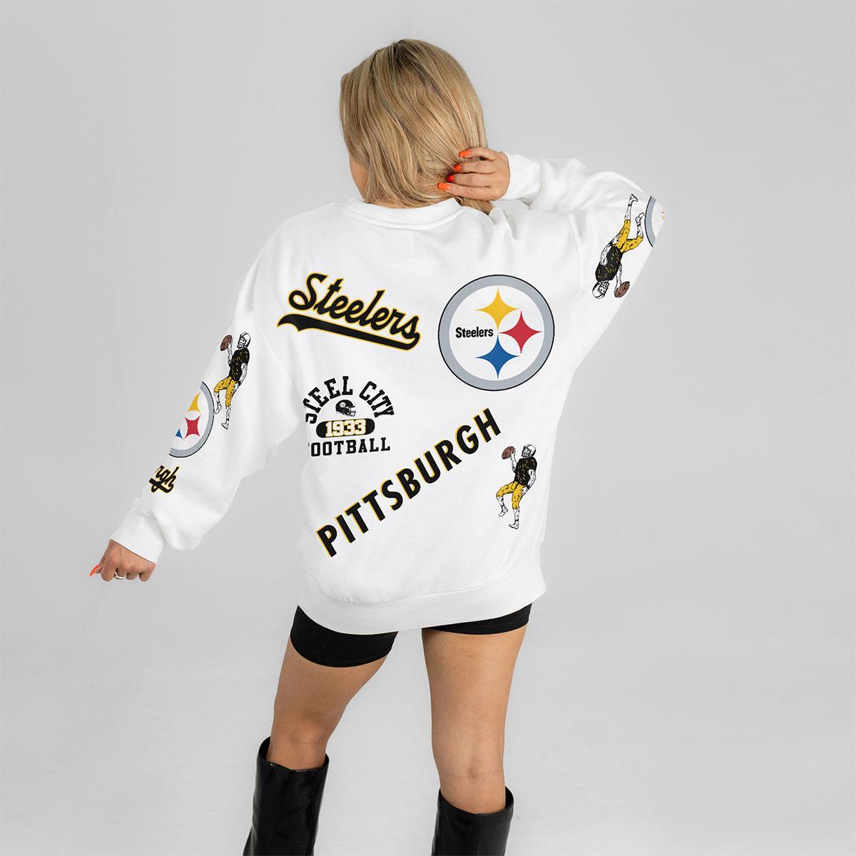 Pittsburgh Steelers Women's Oversized Scatter Logo Pullover Sweatshirt