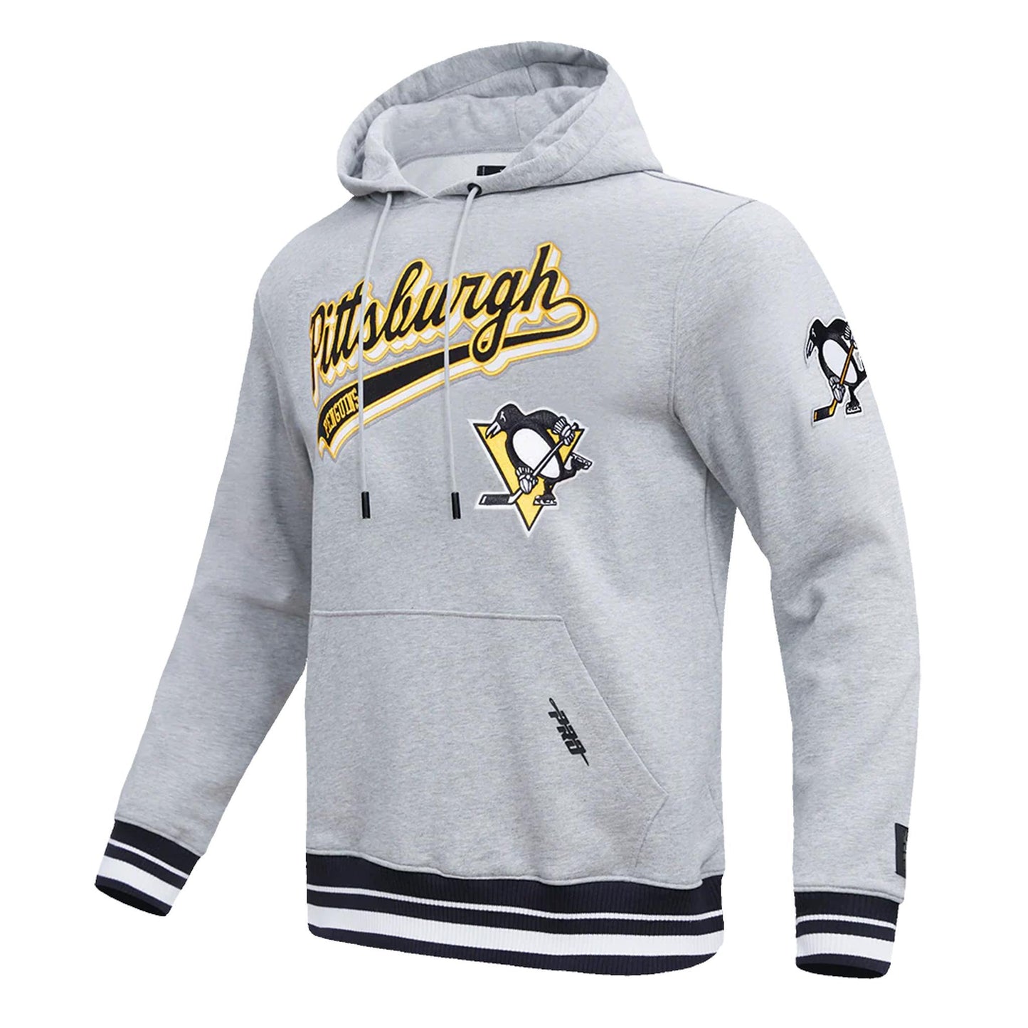 Pittsburgh Penguins Pro Standard Script Tail Rib Fleece Grey Pullover Hoodie