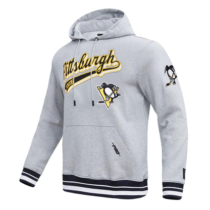 Pittsburgh Penguins Pro Standard Script Tail Rib Fleece Grey Pullover Hoodie