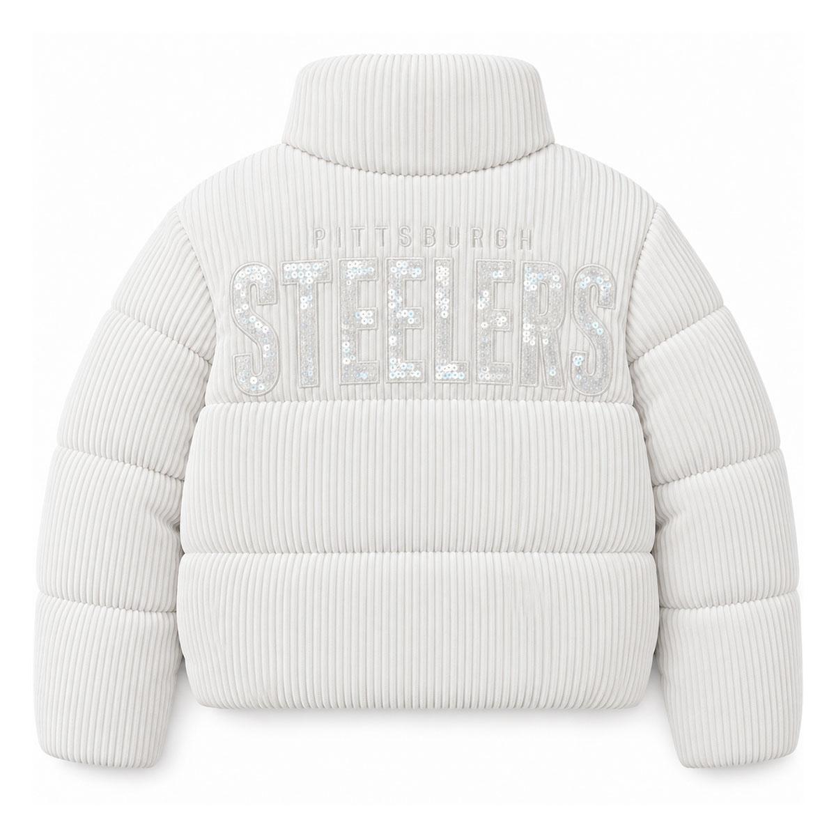 Women's Pittsburgh Steelers Starter White Double Score Bubble Jacket