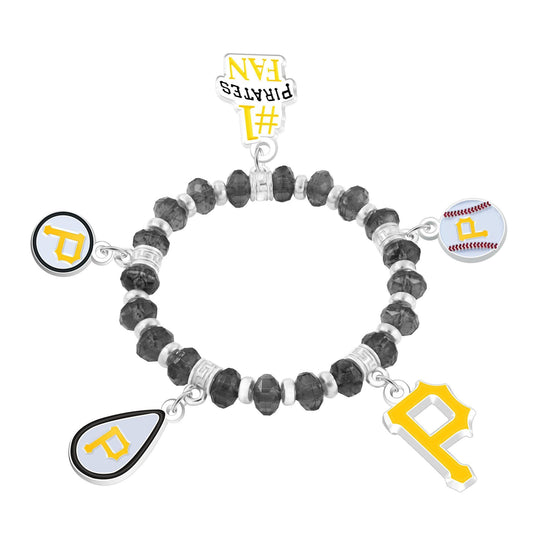 Pittsburgh Pirates 5 Charm Beaded Bracelet