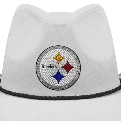 Pittsburgh Steelers White Rhinestone Logo Cowboy Hat