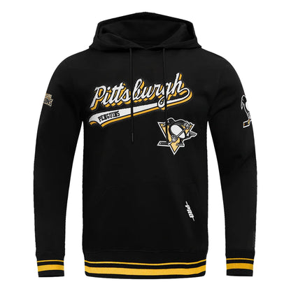 Pittsburgh Penguins Pro Standard Script Tail Rib Fleece Black Pullover Hoodie