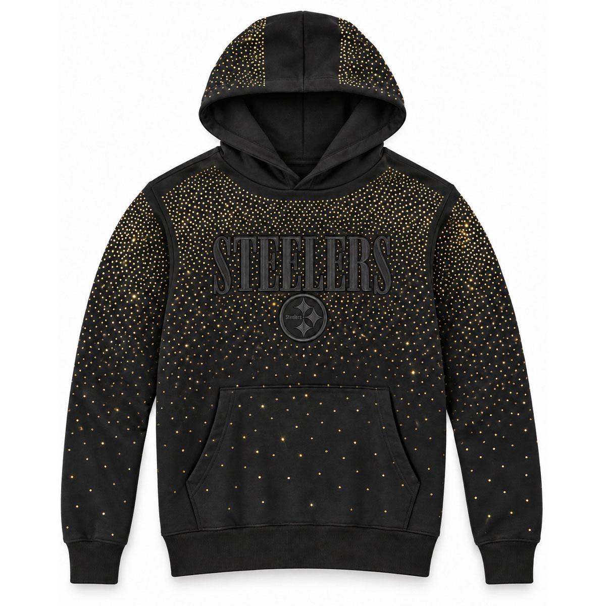Pittsburgh Steelers Women's Rhinestone Fade Hooded Sweatshirt