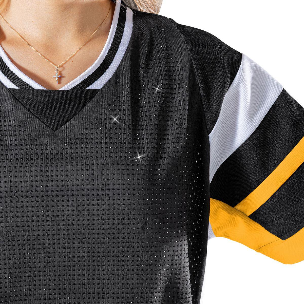Pittsburgh Steelers Rhinestone V-Neck Fashion Top