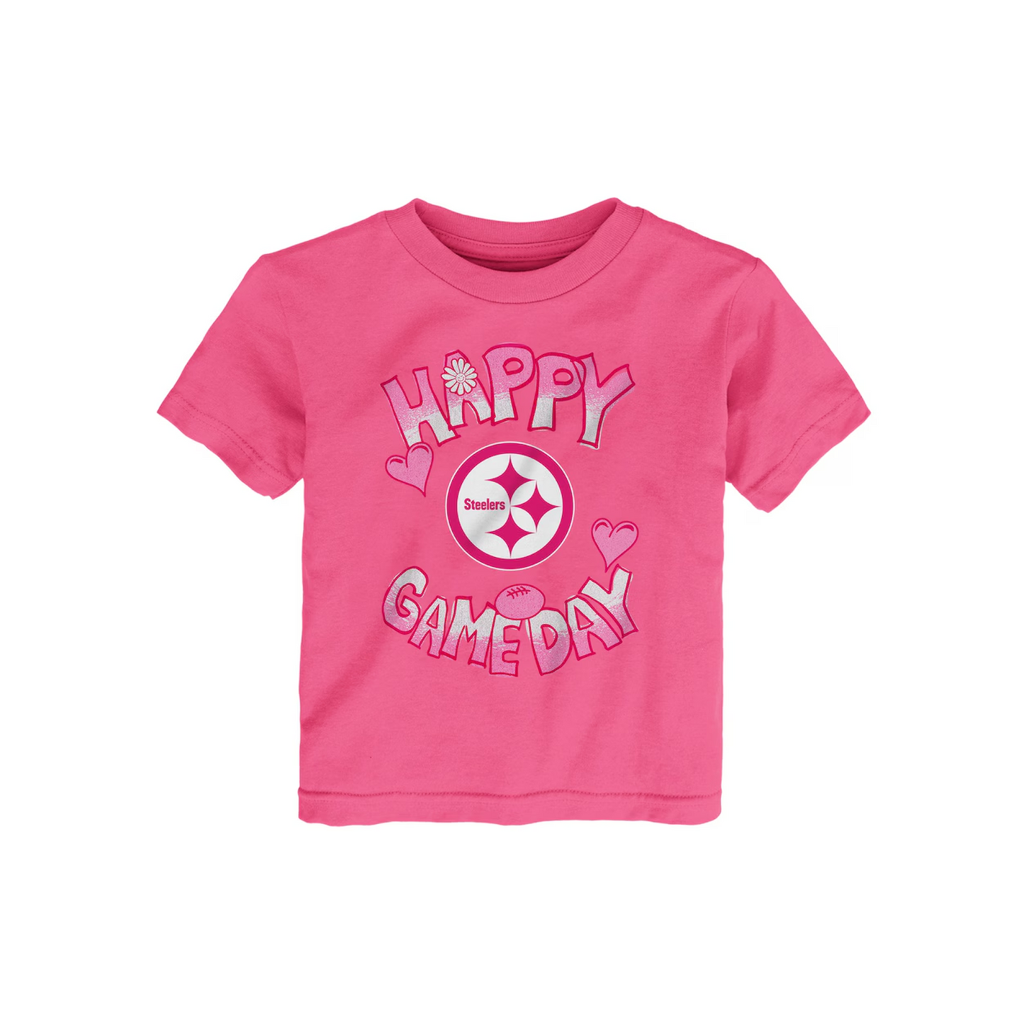 Pittsburgh Steelers Toddler Pink Happy Gameday Tee