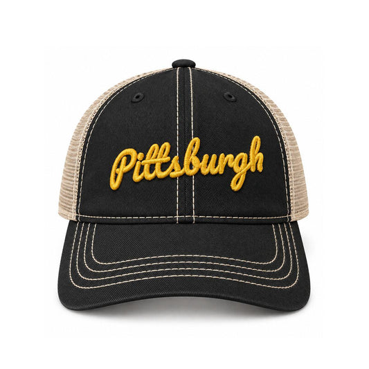 Pittsburgh Script Snapback x Black & Gold